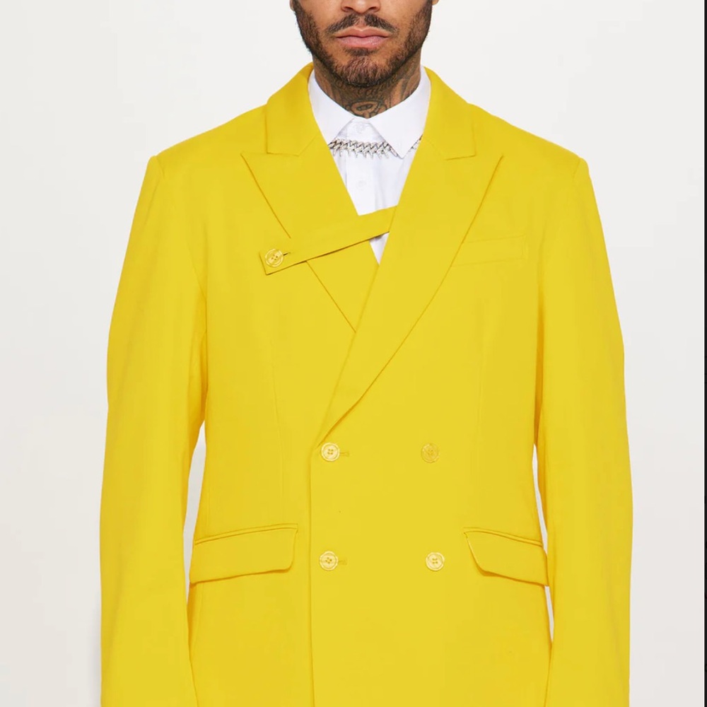 Vibrant Yellow Double-Breasted Blazer